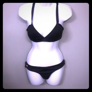 Two piece bathing suit steel gray/blue.
